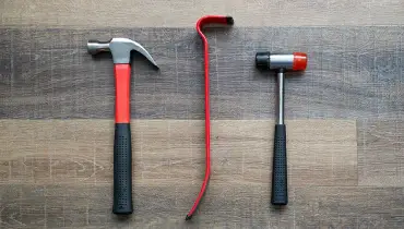 Tools on a wood floor.