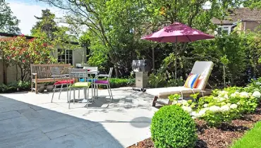 Outdoor space with a sitting area