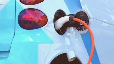 Electric car being charged